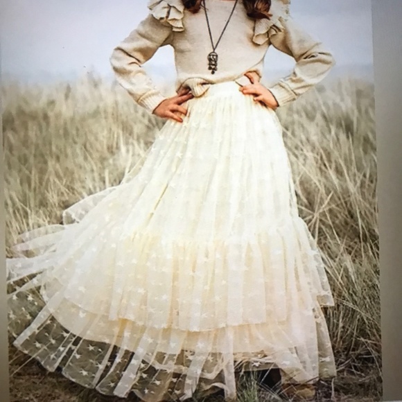 Joyfolie Mia Joy Full Creme Maxi Skirt Romantic Whimsical Holiday Never Worn - Picture 1 of 8